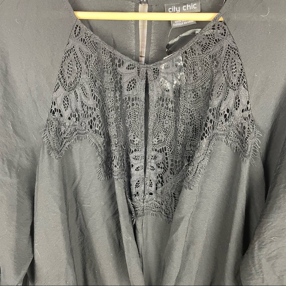 CITY CHIC Lace Necklined Dress with Tie Waist Detail Plus Size XXL (24) - Picture 4 of 7